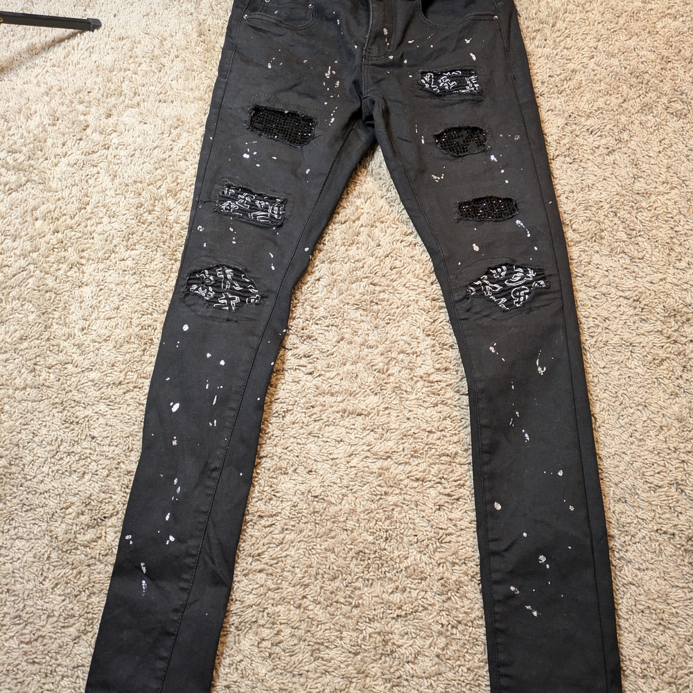 Tulones Men's Black Distressed jeans